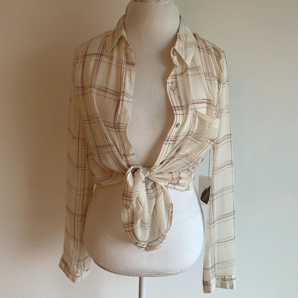 F21 Cream/Rust Button Blouse - Picture 4 of 5